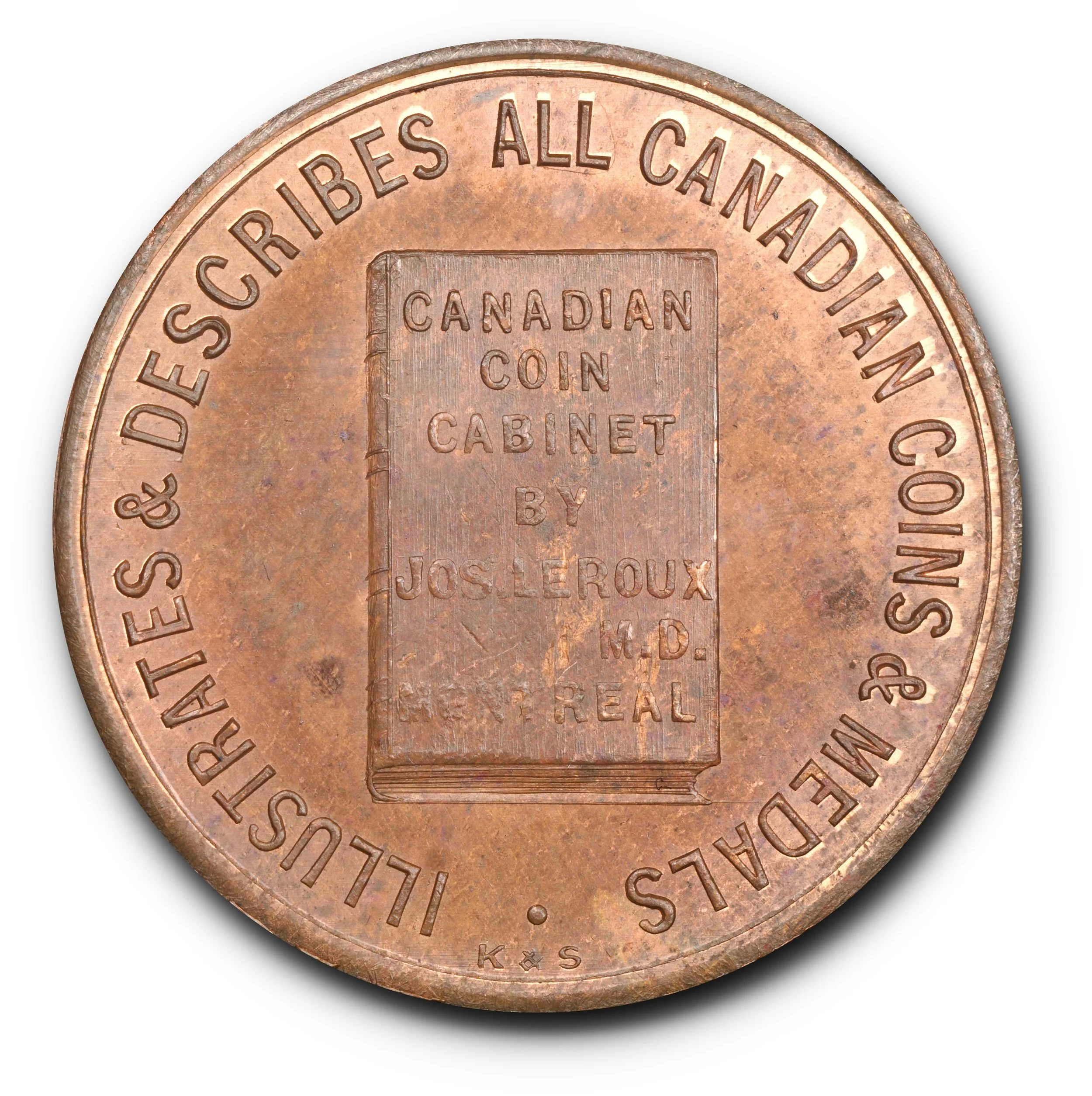 Dr. Joseph Leroux Canadian Coin Cabinet Token, Breton-586. Unc Red